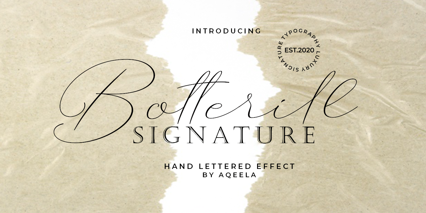 Beispiel einer Botterill Signature Regular-Schriftart